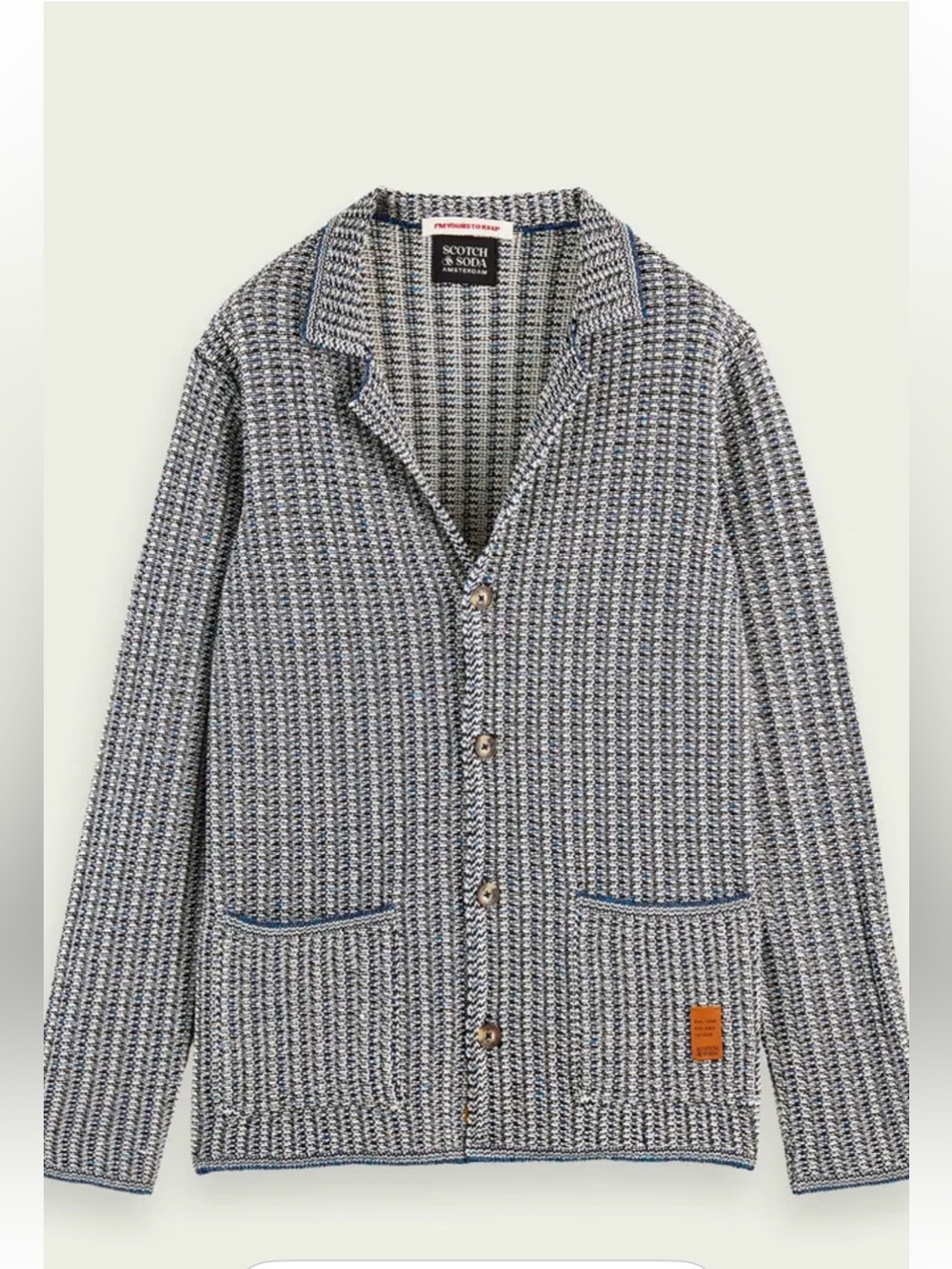 Scotch & Soda Men’s Blue and Gray Knit Button-Front Cardigan Jacket Blazer NWT
